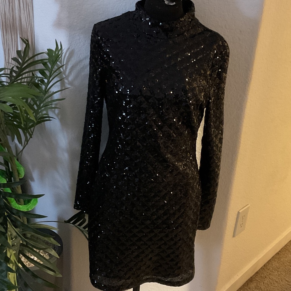 Fashion Nova Elegant Black Sequin Dress